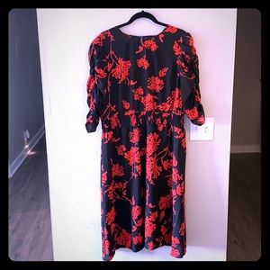 Red and Black Smock Waist Dress